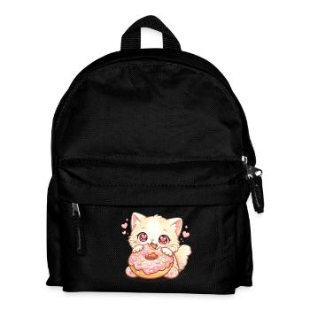 Chaton avec un donut - Sac à dos Enfant - noir - Devant