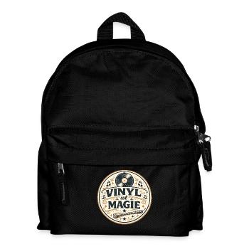 Vinyl ist Magie – Retro Schallplatte - Kinder Rucksack - Schwarz - Vorne