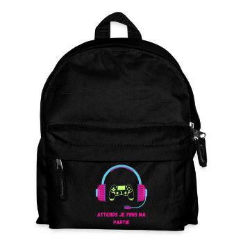 Attends Je Finis Ma Partie - Humour Gamer - Sac à dos Enfant - noir - Devant