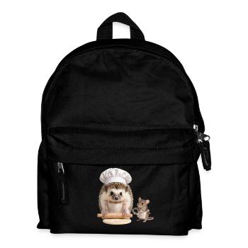 Hedgehog baker with mouse helper - Kids' Backpack - black - Front
