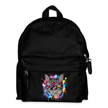 Katzengesicht im Regenbogen-Aquarell Geschenk - Kinder Rucksack - Schwarz - Vorne