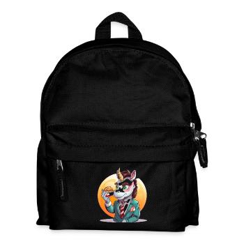 Unicorn in a suit with pie - Kids' Backpack - black - Front