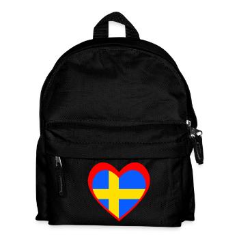 Sverige Hjärta – Kärlek till Sverige - Kinder Rucksack - Schwarz - Vorne