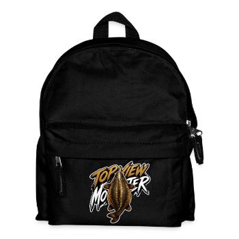 Draufsicht Karpfen – Angeldesign mit goldenem Spiegel - Kinder Rucksack - Schwarz - Vorne