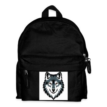 Emblème graphique du loup - Sac à dos Enfant - noir - Devant