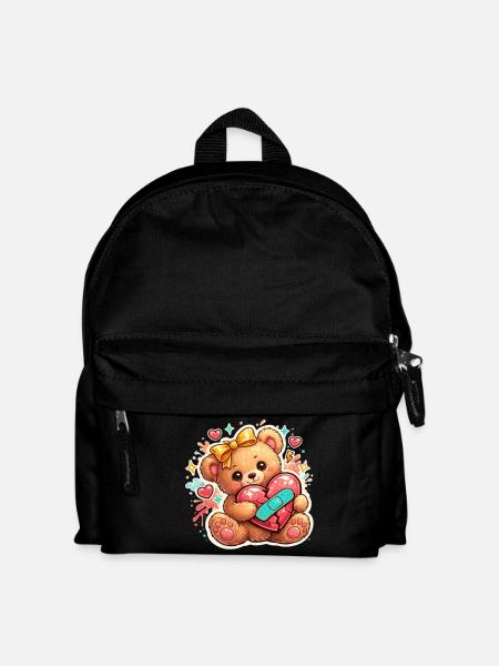 Cute Broken Heart Teddy Bear – Love Aesthetic - Kids' Backpack - black
