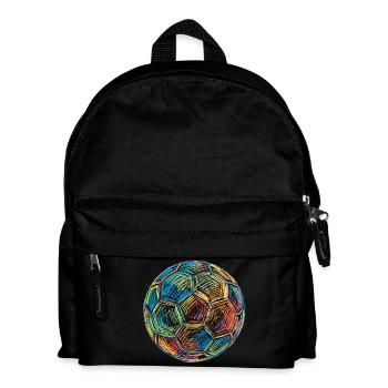 Fußball Football Bunte Zeichnung Kunst Druck - Kinder Rucksack - Schwarz - Vorne