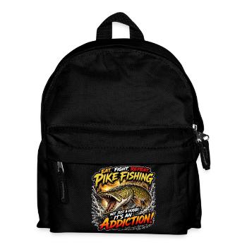 Pike Fishing Addict T-Shirt - Kinder Rucksack - Schwarz - Vorne