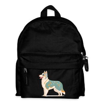 Australian Shepherd Blanc/Gris (bande dessinée) - Sac à dos Enfant - noir - Devant