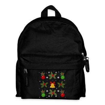 Winter motif of bells and baubles - Kids' Backpack - black - Front