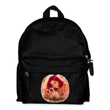 Fantasy Girl and Baby Siamese Kitten - Kinder Rucksack - Schwarz - Vorne