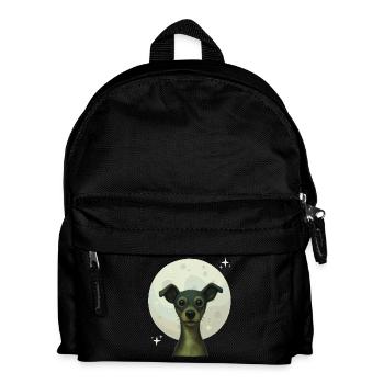 Chien nocturne devant la pleine lune - Sac à dos Enfant - noir - Devant