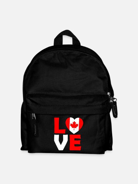 Canada Liebe: Herz mit Ahornblatt - Kinder Rucksack - Schwarz