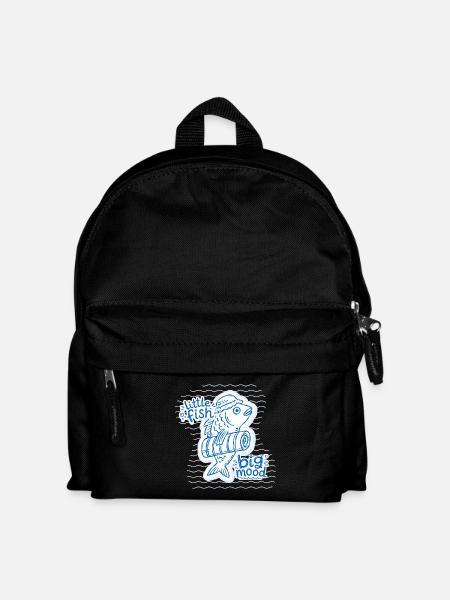 Kleiner Fisch Großer Stimmungskritzel - Kinder Rucksack - Schwarz
