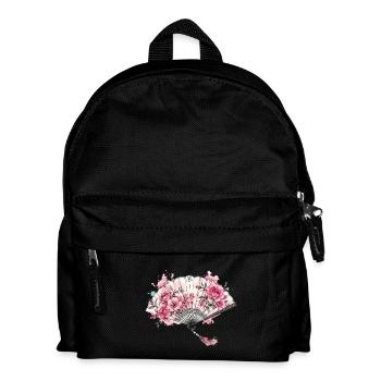 Floral fan with watercolor flowers - Kids' Backpack - black - Front