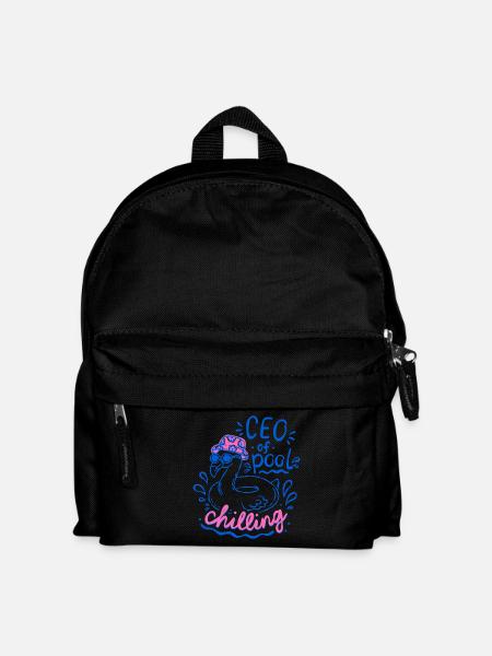 CEO of Pool Chilling Flamingo Doodle - Kids' Backpack - black