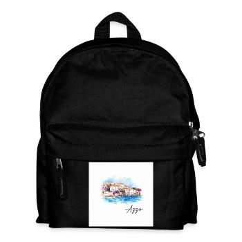 Azzo Coastal Harbour Watercolour Painting - Kids' Backpack - black - Front