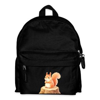 Cute squirrel in spring forest with flowers - Kids' Backpack - black - Front
