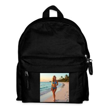 Blue bikini on tropical beach - Kids' Backpack - black - Front