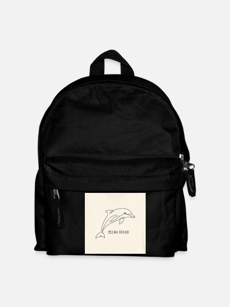 Dolphin Line Art: Ocean Friend - Kids' Backpack - black