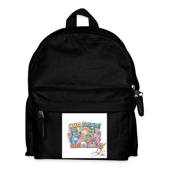 Hallo Freunde Spass und Farbe - Kinder Rucksack - Schwarz - Vorne