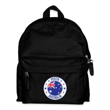 Perth Australia Round Flag Badge - Kids' Backpack - black - Front