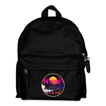 80s Retro Cyberpunk Outrun Sports Car Design - Kids' Backpack - black - Front