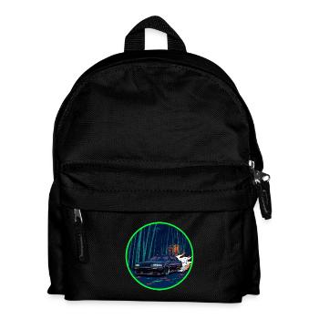 Retro 80s JDM Bamboo Forest Exhaust Flame Art - Kids' Backpack - black - Front