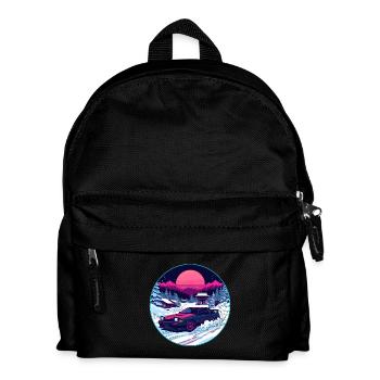 Retro 80s JDM Winter Drift AE86 Synthwave Art - Kids' Backpack - black - Front