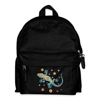 Blue gecko in colorful mosaic style - Kids' Backpack - black - Front