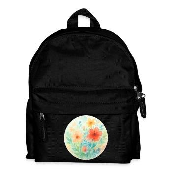Fleurs Aquarelle Pastel Cercle - Sac à dos Enfant - noir - Devant