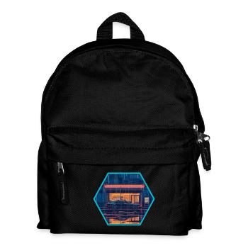 Retro 80s JDM Hatchback Neon Konbini Hex Emblem - Kids' Backpack - black - Front