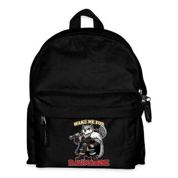 Réveille-moi pour Ragnarok Mascotte drôle de loup viking - Sac à dos Enfant - noir - Devant