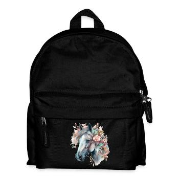 Couronne de cheval florale pastel aquarelle - Sac à dos Enfant - noir - Devant