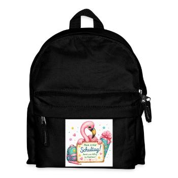 Flamingo Schulstart Abenteuer - Kinder Rucksack - Schwarz - Vorne