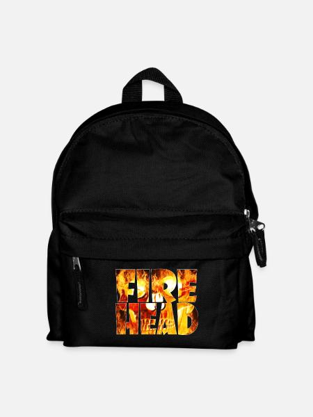 Feuerkopf Schriftzug aus Flammen - Kinder Rucksack - Schwarz