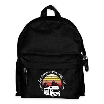Wenn die Berge rufen, Camping Wohnmobil - Kinder Rucksack - Schwarz - Vorne