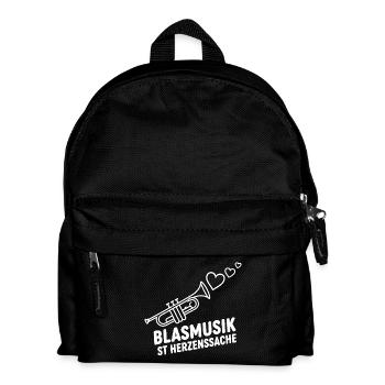 Blasmusik Herzensache – Trompete Musikant Design - Kinder Rucksack - Schwarz - Vorne