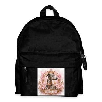Royal Greyhound Portrait with Crown - Kids' Backpack - black - Front
