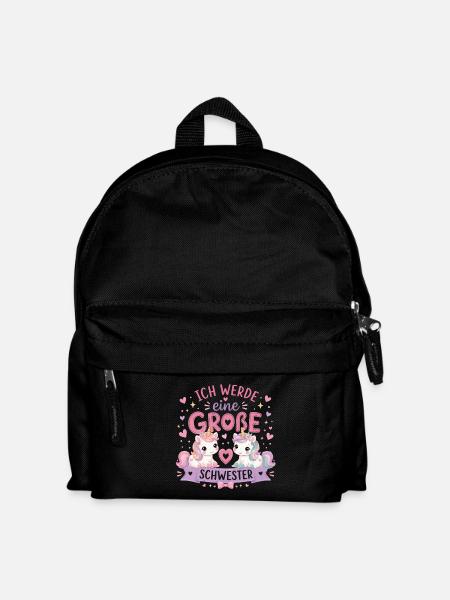Ich werde eine Große Schwester – Einhorn Duo - Kinder Rucksack - Schwarz