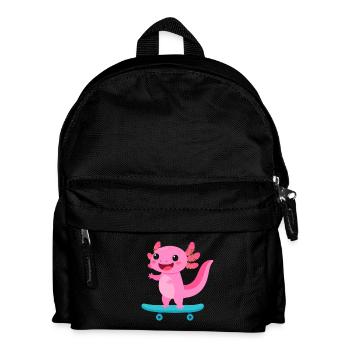 Kawaii Axolotln on Skateboard – Cute Animal - Kids' Backpack - black - Front