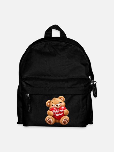 Teddy Herz Umarmung Motiv - Kinder Rucksack - Schwarz