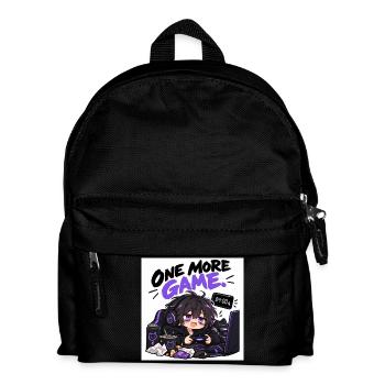 One More Game: Chibi Gamer Stil - Kinder Rucksack - Schwarz - Vorne