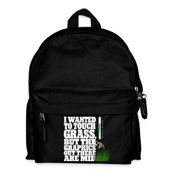Touching Grass Gamer Shirt | Lustiges Nerd Gaming - Kinder Rucksack - Schwarz - Vorne