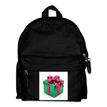 Grünes Geschenkpaket - Kinder Rucksack - Schwarz - Vorne