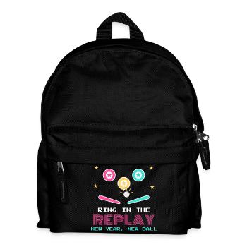 Ring In the Replay Neujahr Flipperhalle - Kinder Rucksack - Schwarz - Vorne