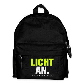 Licht an. – Matthäus 5,14 - Kinder Rucksack - Schwarz - Vorne