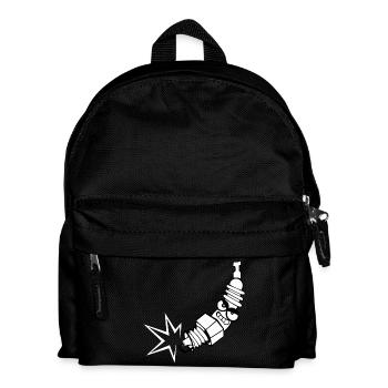 Spark plug comic with face - Kids' Backpack - black - Front