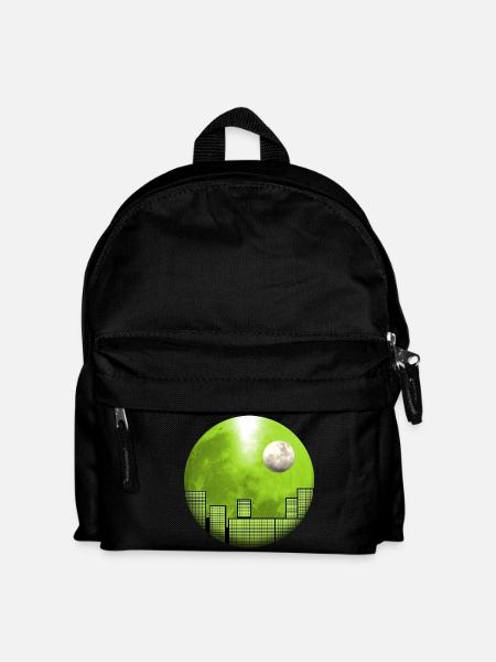 Skyline vor dem Mond mit Mond - Kinder Rucksack - Schwarz