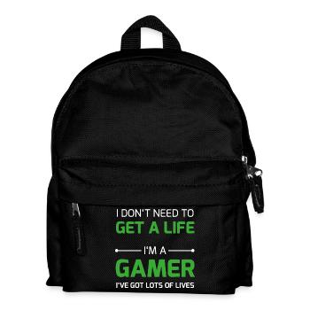 Gamer Life / Respawn Leben Nerd Geek Zocker Over - Kinder Rucksack - Schwarz - Vorne